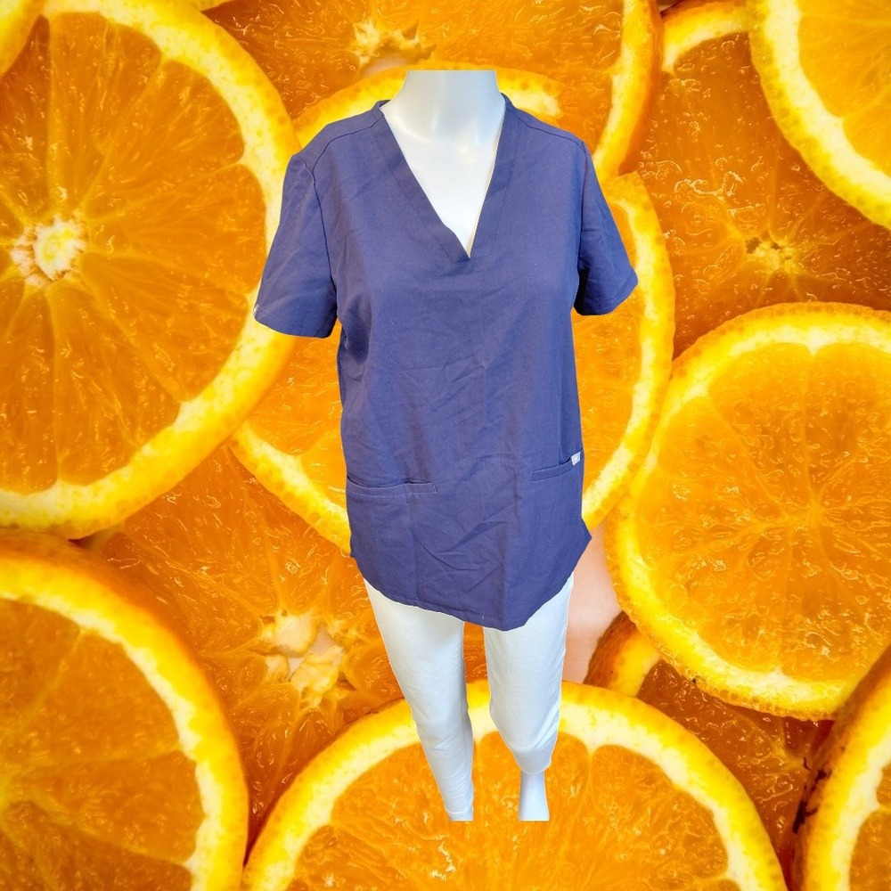 FIGS Technical Collection Navy Blue V Neck Scrub Top Women's XS - Picture 7 of 7